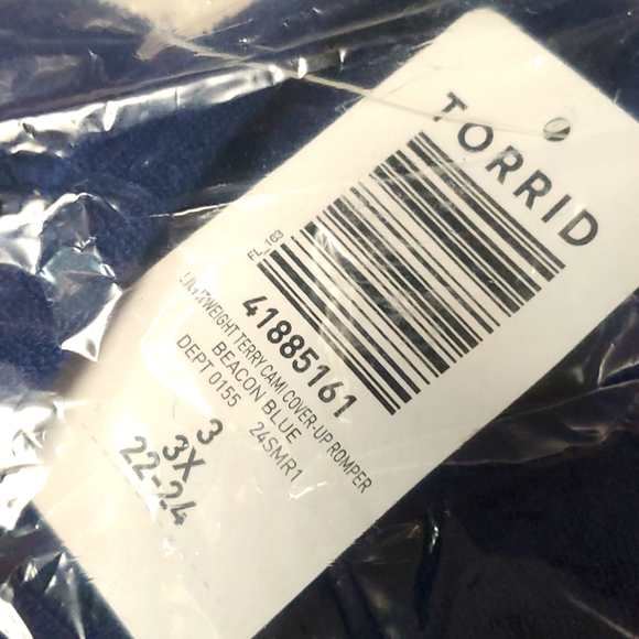 ❤️NWT VINTAGE TORRID ROMPER SWIM COVER -  SLEEVELESS TERRY POCKETS - SHORTS PLUS - Picture 7 of 14